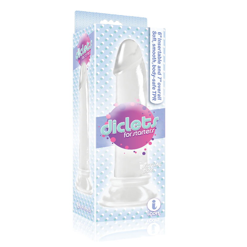 The 9's Diclets 7-inch clear jelly TPR dong with suction cup base