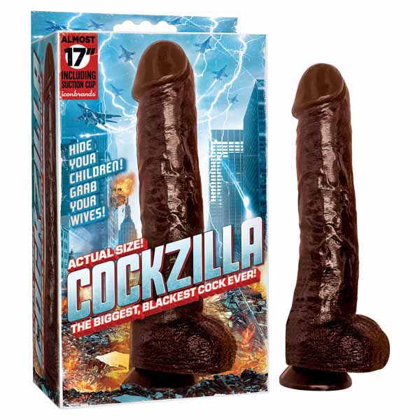 Cockzilla 17 inch realistic brown dong with suction cup base by Icon Brands