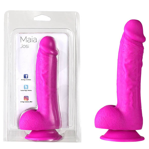 Maia JOSI 8 inch purple silicone dong with realistic shape and suction base