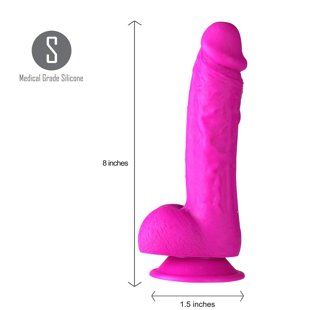 Maia JOSI 8 inch purple silicone dong with realistic shape and suction base