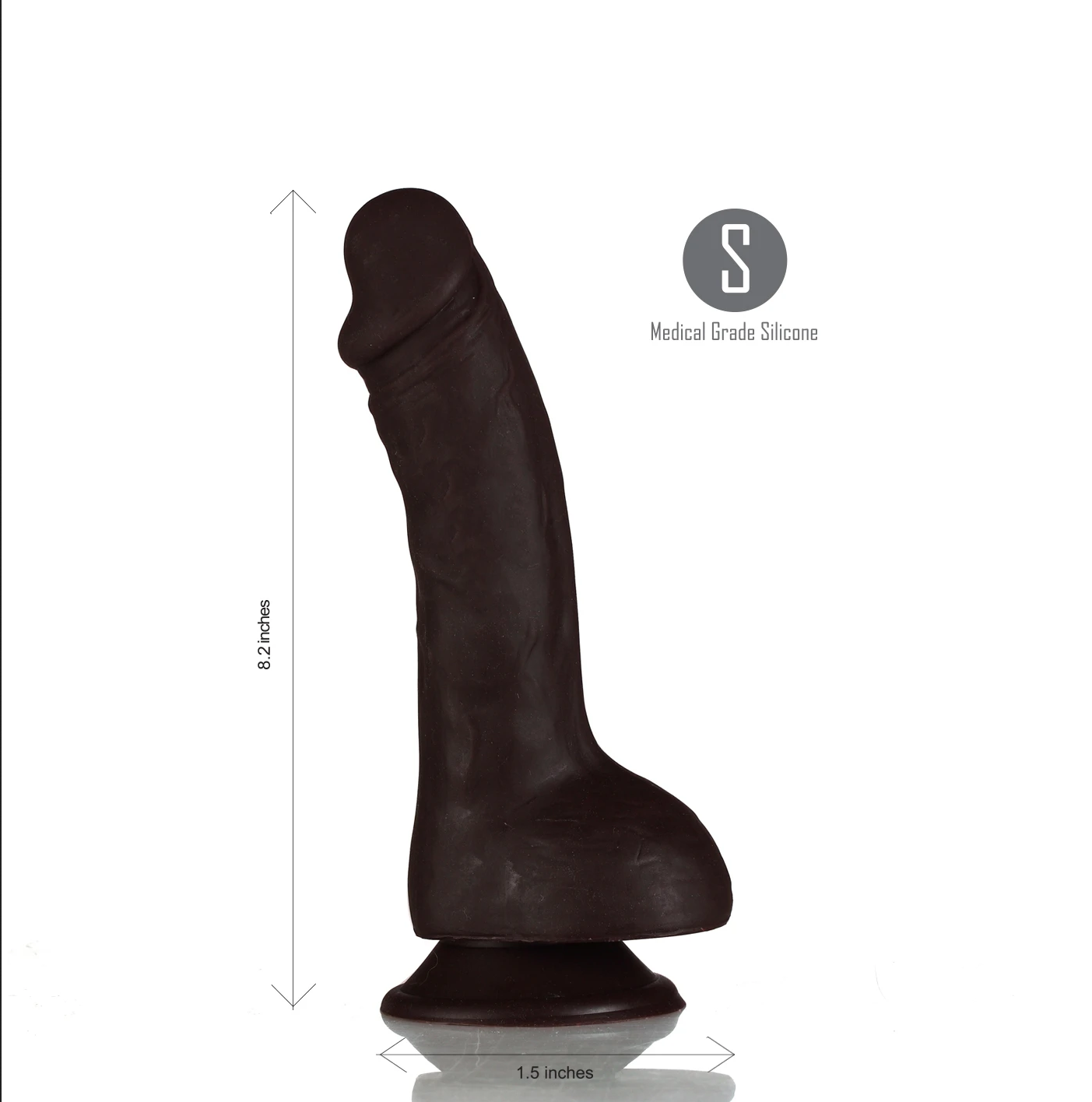 Maia Phoenix 8 inch black silicone dong with suction cup base