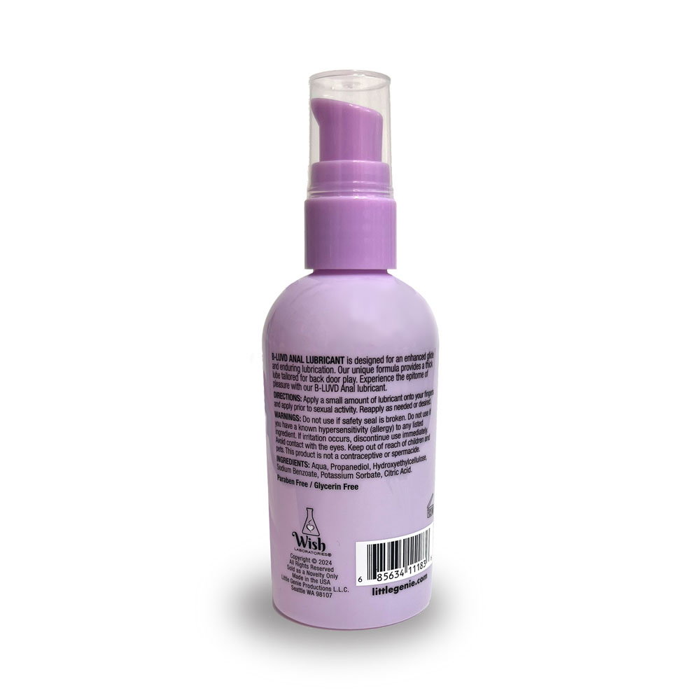 B-LUVD Anal Lubricant 118ml bottle with teardrop pump dispenser