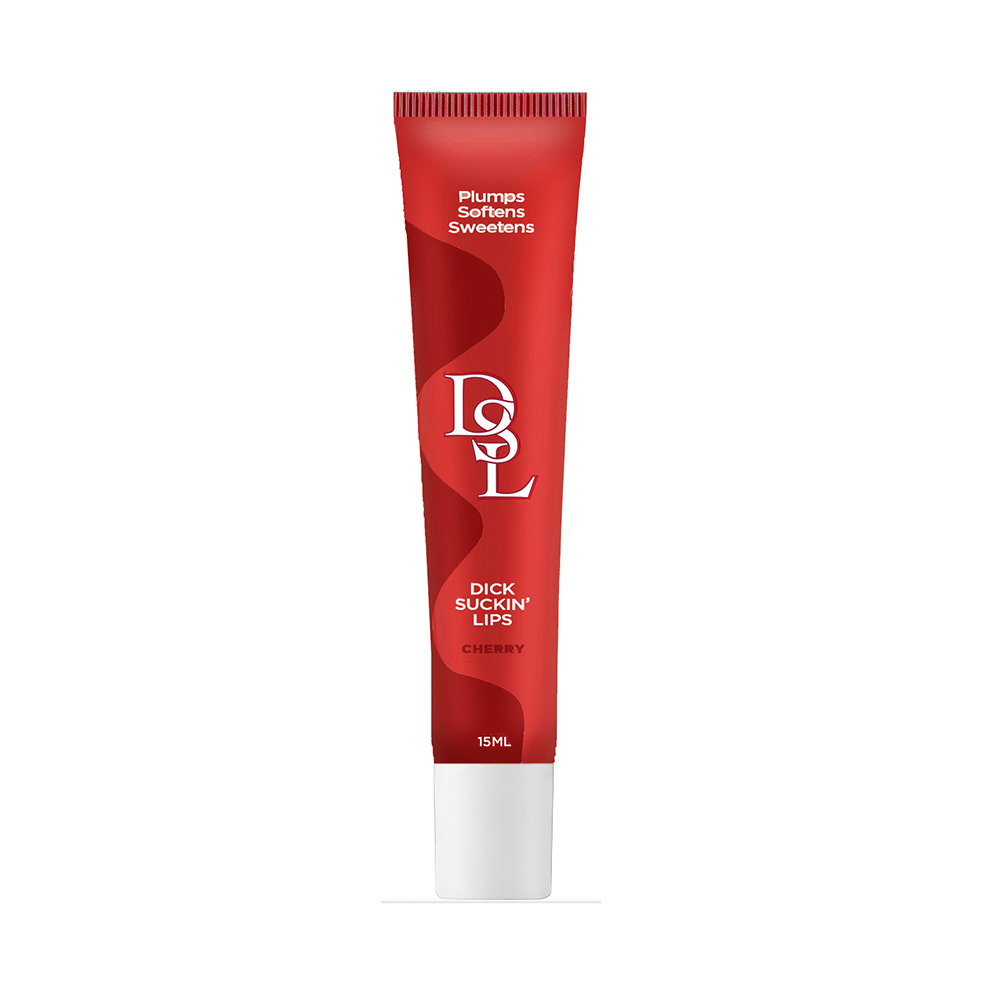 Bottle of DSL Dick Sucking Lips Plumping Serum in Cherry flavour with applicator