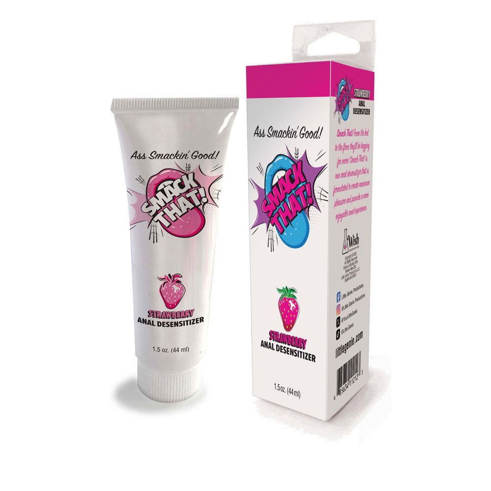 Little Genie Smack That! Anal Desensitiser gel tube, Strawberry flavour, 44ml with flip cap