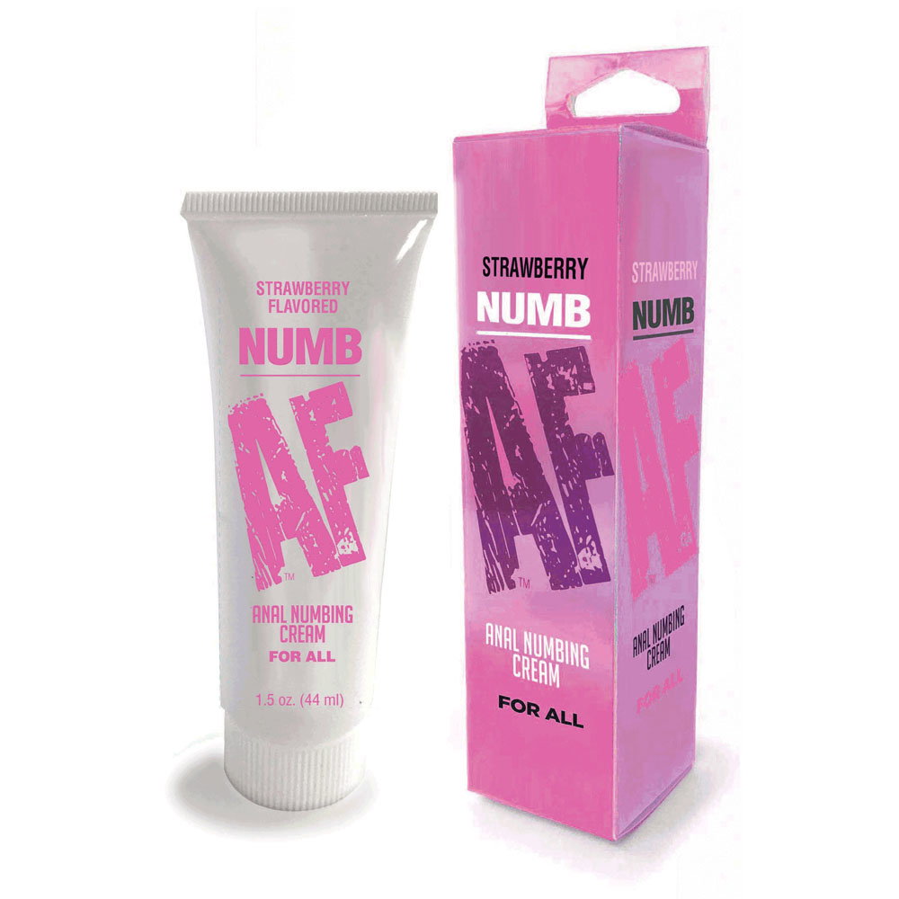 Little Genie Numb AF Anal Numbing Cream Strawberry, 44ml tube with screw cap