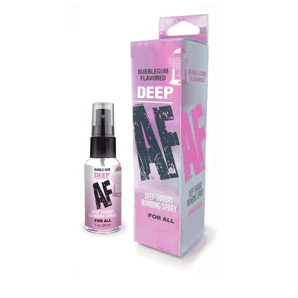 Deep AF Throat Numbing Spray in Bubblegum flavour, 30ml bottle by Little Genie