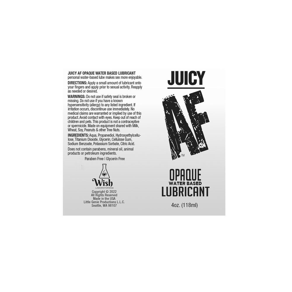 Juicy AF Water-Based Opaque Lube 118ml bottle with pump dispenser