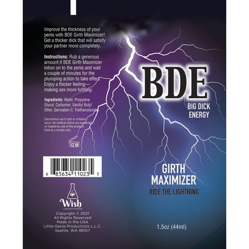 Bottle of Big Dick Energy Girth Maximiser Cream by Little Genie, 44ml topical enhancer
