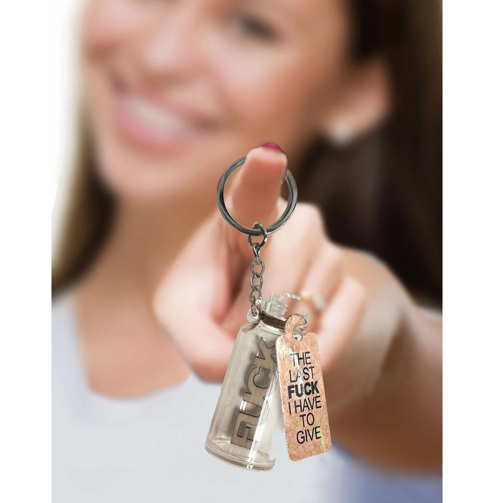Little Genie Super Fun novelty keychain with cheeky printed text message
