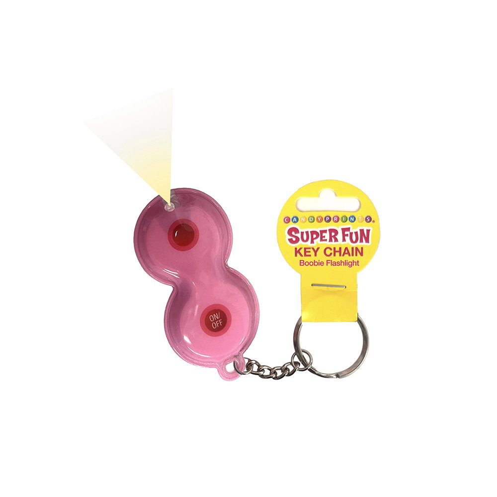 Little Genie Super Fun Key Chain shaped like a boob with a built-in flashlight