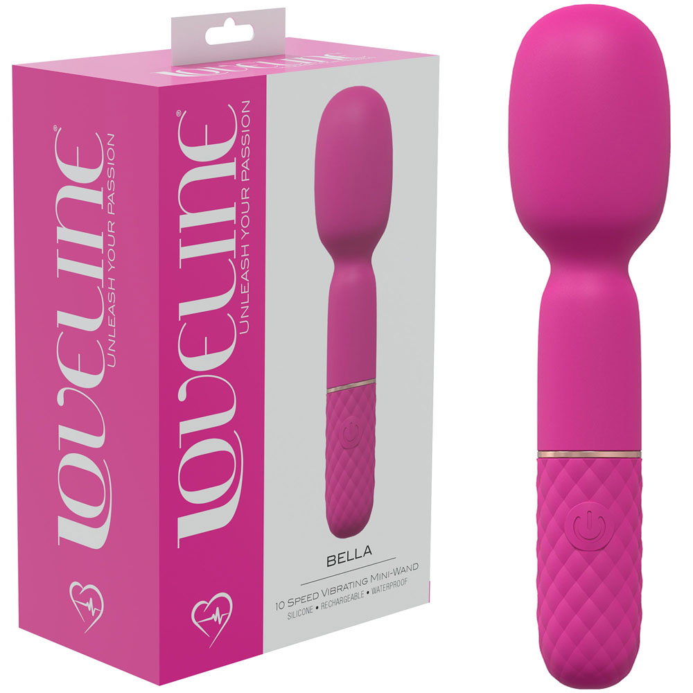 LOVELINE Bella pink mini wand vibrator, a compact silicone clitoral vibrator