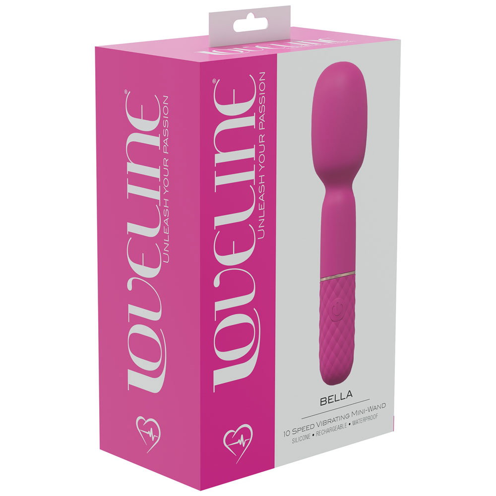 LOVELINE Bella pink mini wand vibrator, a compact silicone clitoral vibrator