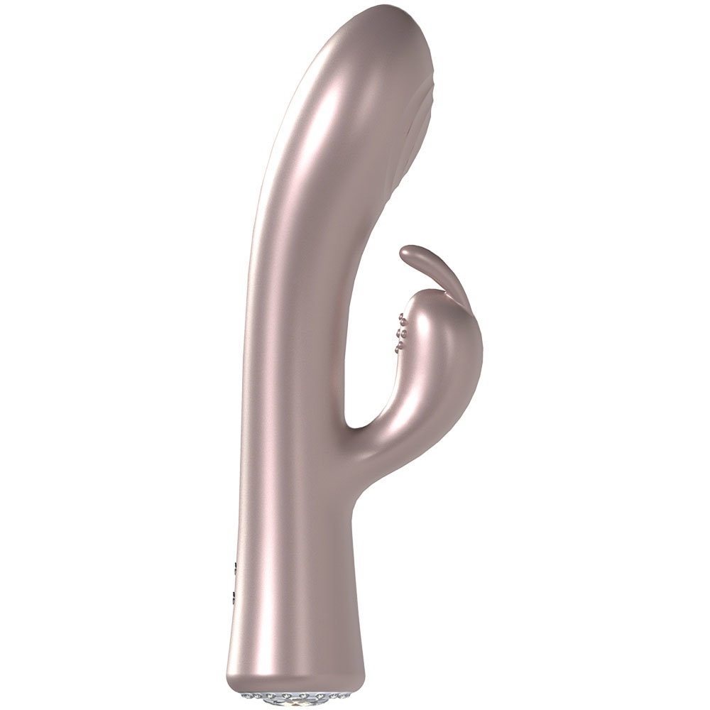 Pink Loveline La Perla I rabbit vibrator by Shots Toys with diamond-style control interface