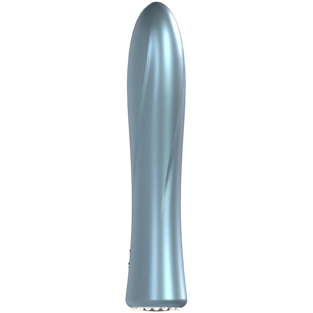 Shots Toys Loveline La Perla II rechargeable silicone vibrator in blue with diamond-style interface