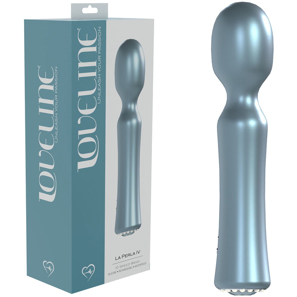 Shots Toys Loveline La Perla IV blue vibrator with tapered tip for clitoral and G-spot stimulation