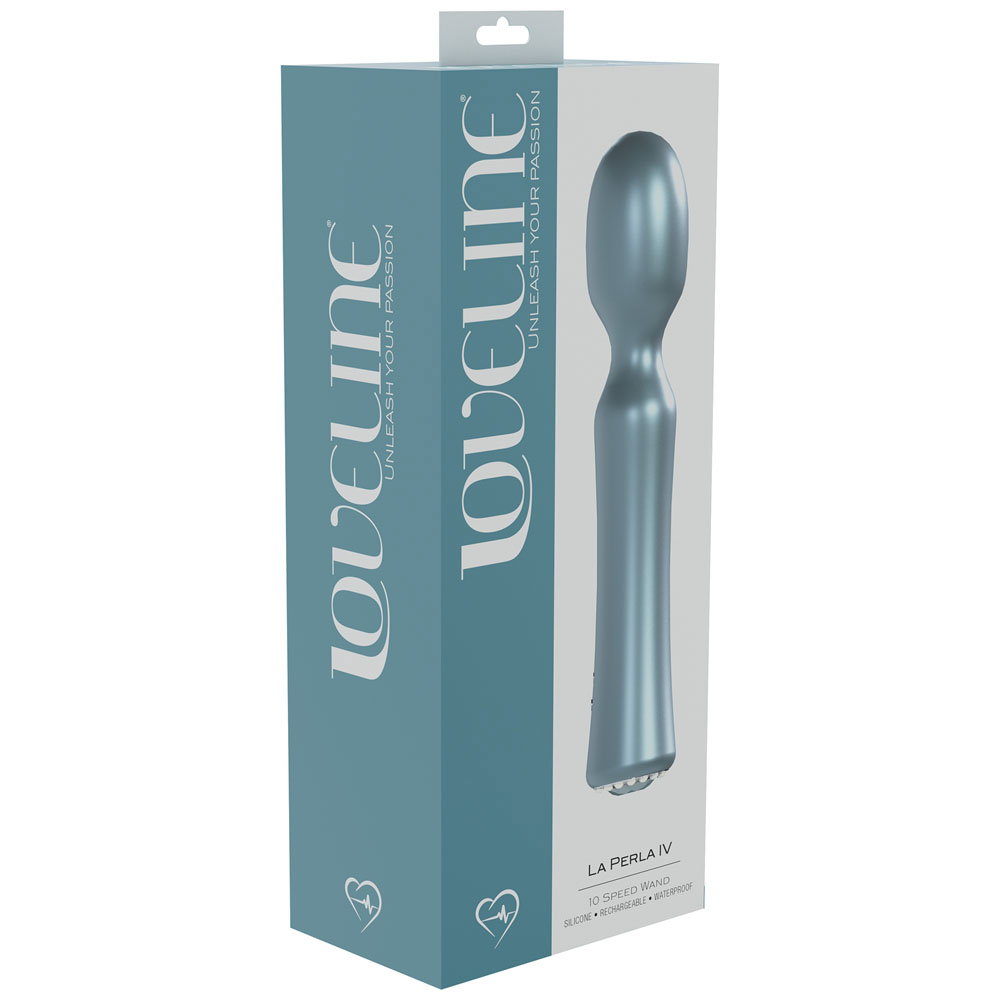 Shots Toys Loveline La Perla IV blue vibrator with tapered tip for clitoral and G-spot stimulation