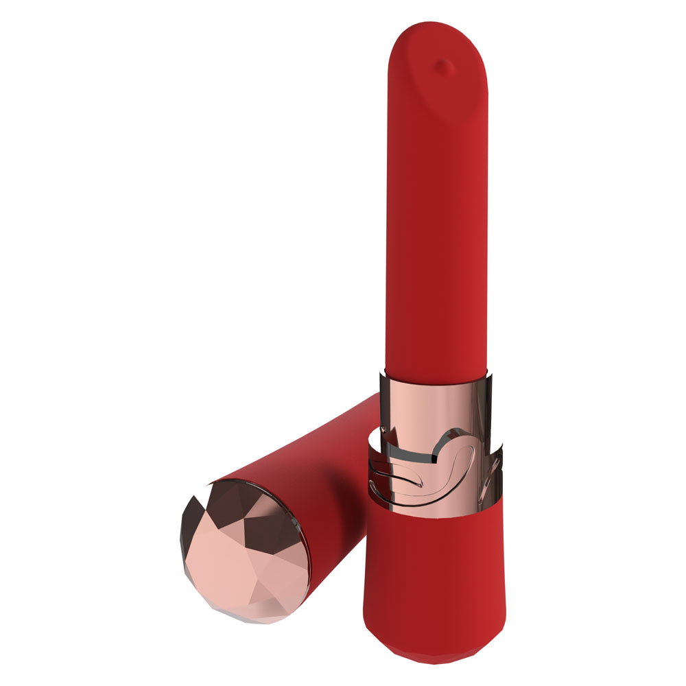 Red Loveline Dahlia lipstick-shaped vibrator with silicone body
