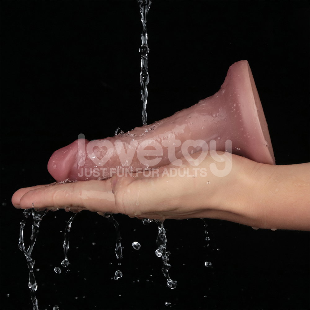 Lovetoy dual density vibrating dildo, 6 inch, flesh colour, with suction base