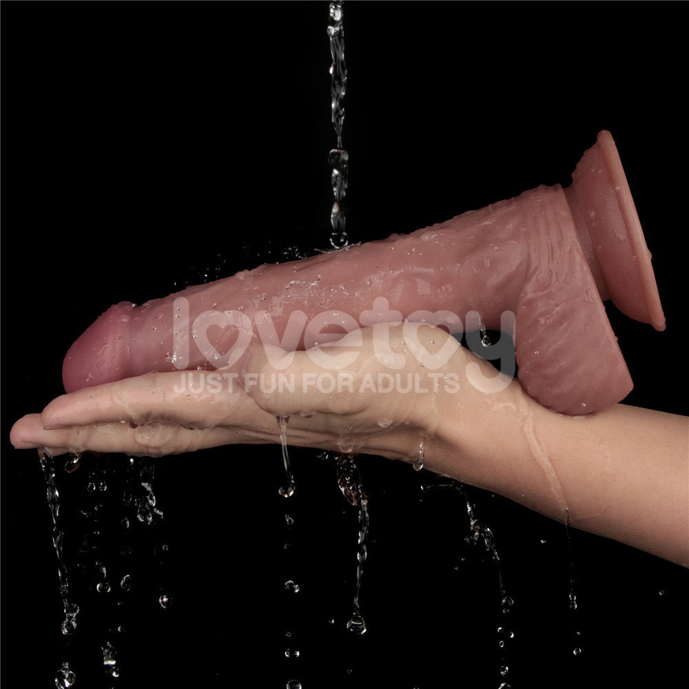 Lovetoy Dual Density Power Cock 9 inch realistic vibrating dildo in flesh colour with suction base
