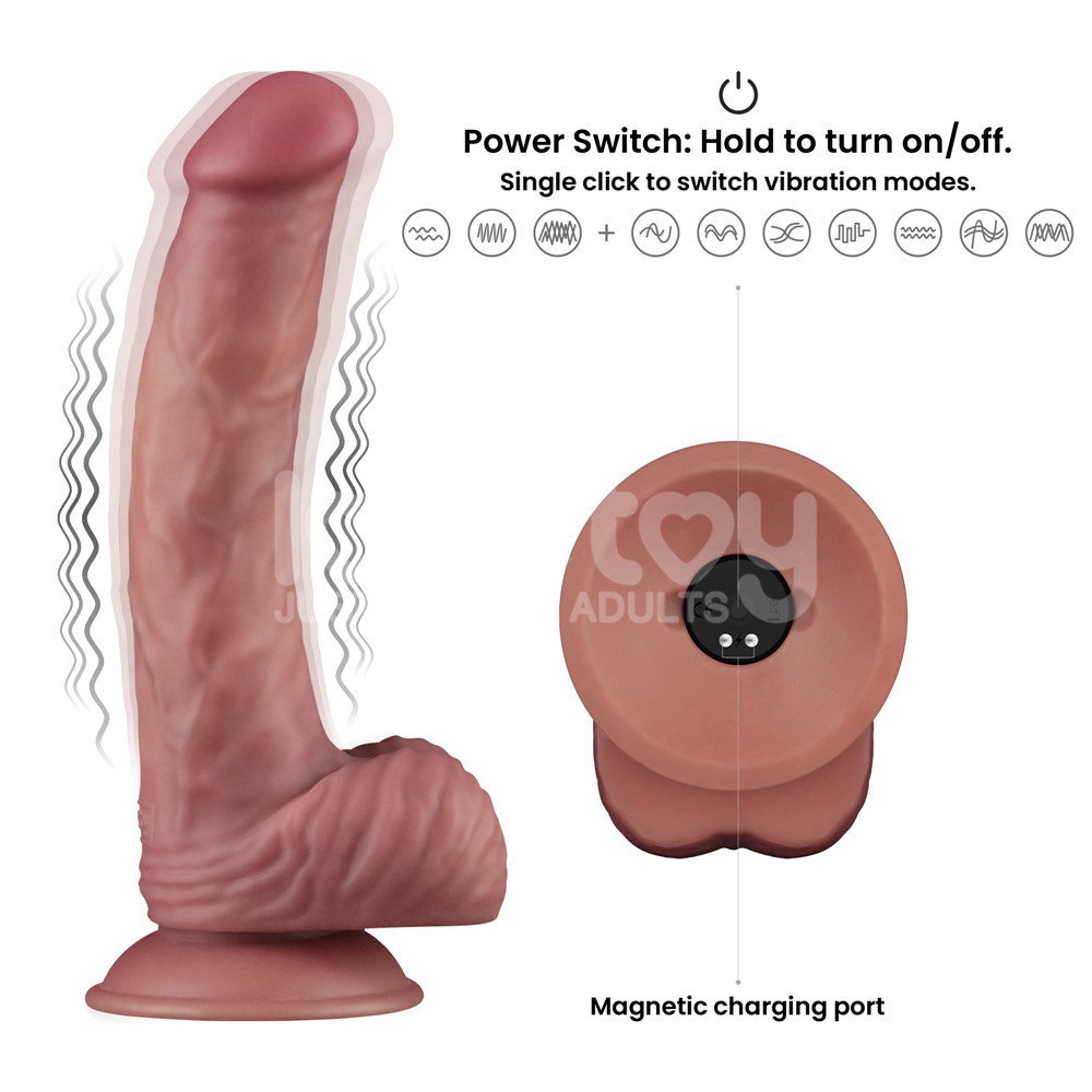 Lovetoy Dual Density Power Cock 9 inch realistic vibrating dildo in flesh colour with suction base