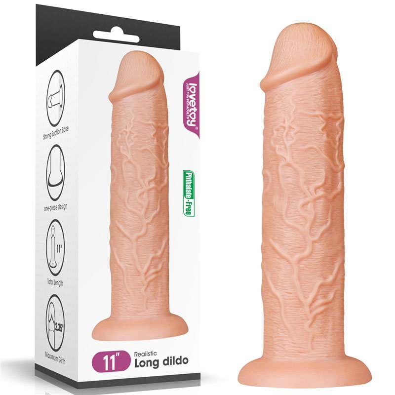 Lovetoy flesh-toned king sized 11-inch realistic dildo with suction cup base
