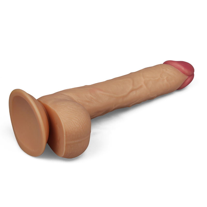 Lovetoy King Sized 10-inch realistic dildo in flesh tone with textured shaft and suction cup base