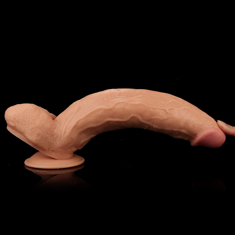 Lovetoy 11 inch king-sized realistic dildo in flesh tone with suction cup base