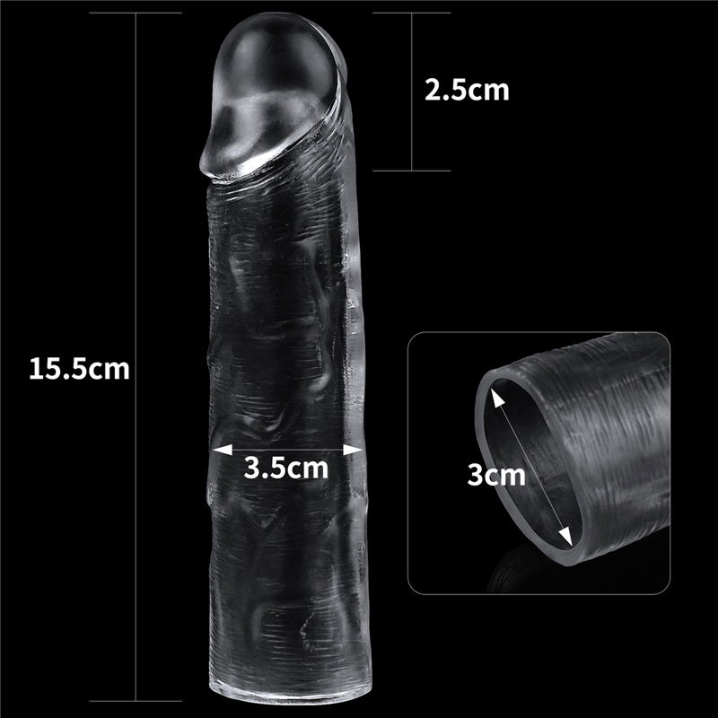 Lovetoy Flawless Clear Penis Sleeve, a clear textured TPE extension sleeve