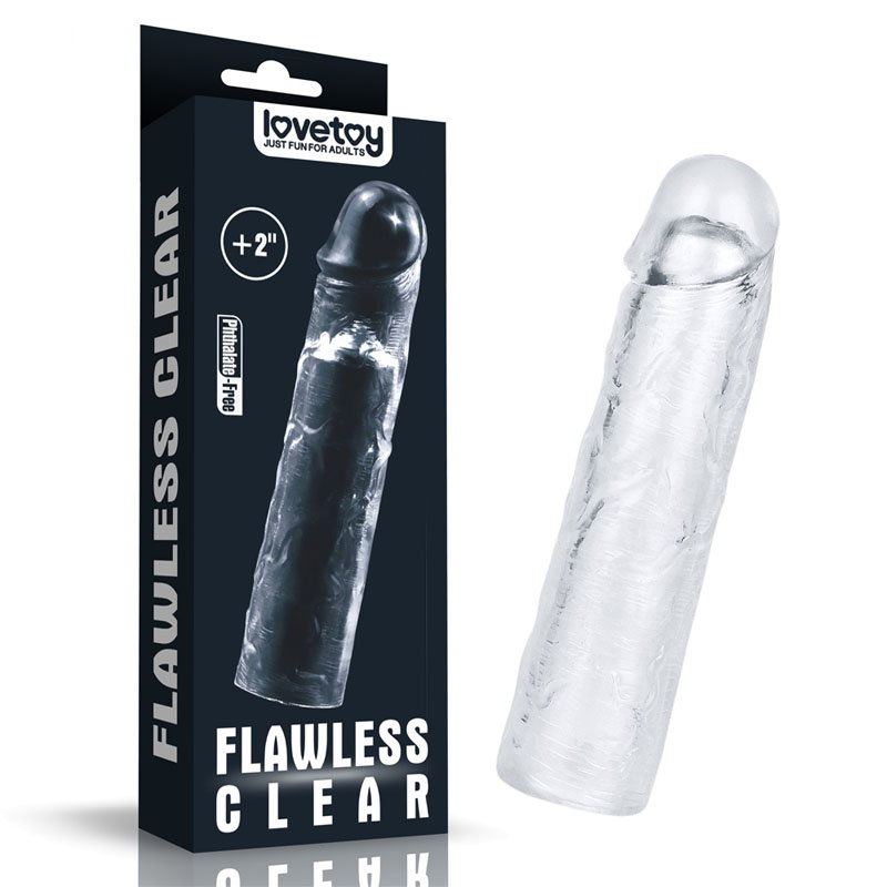 Lovetoy Flawless Clear Penis Sleeve, a transparent textured wearable sleeve