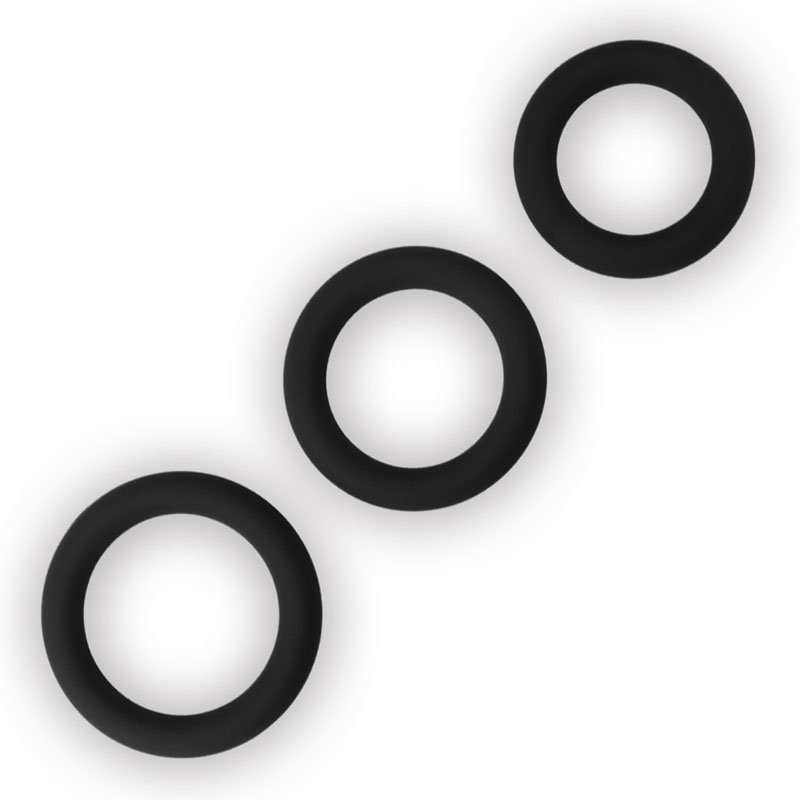 Lovetoy Power Plus Soft Silicone Snug Rings in black, set of 3 sizes