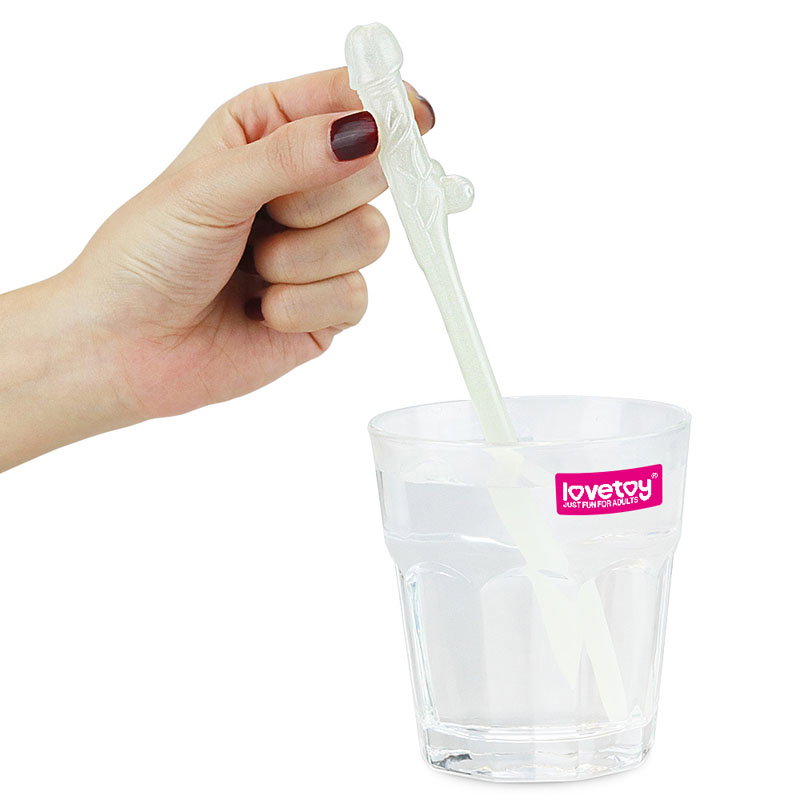 Pack of 9 Lovetoy glow-in-the-dark novelty willy-shaped drinking straws for parties
