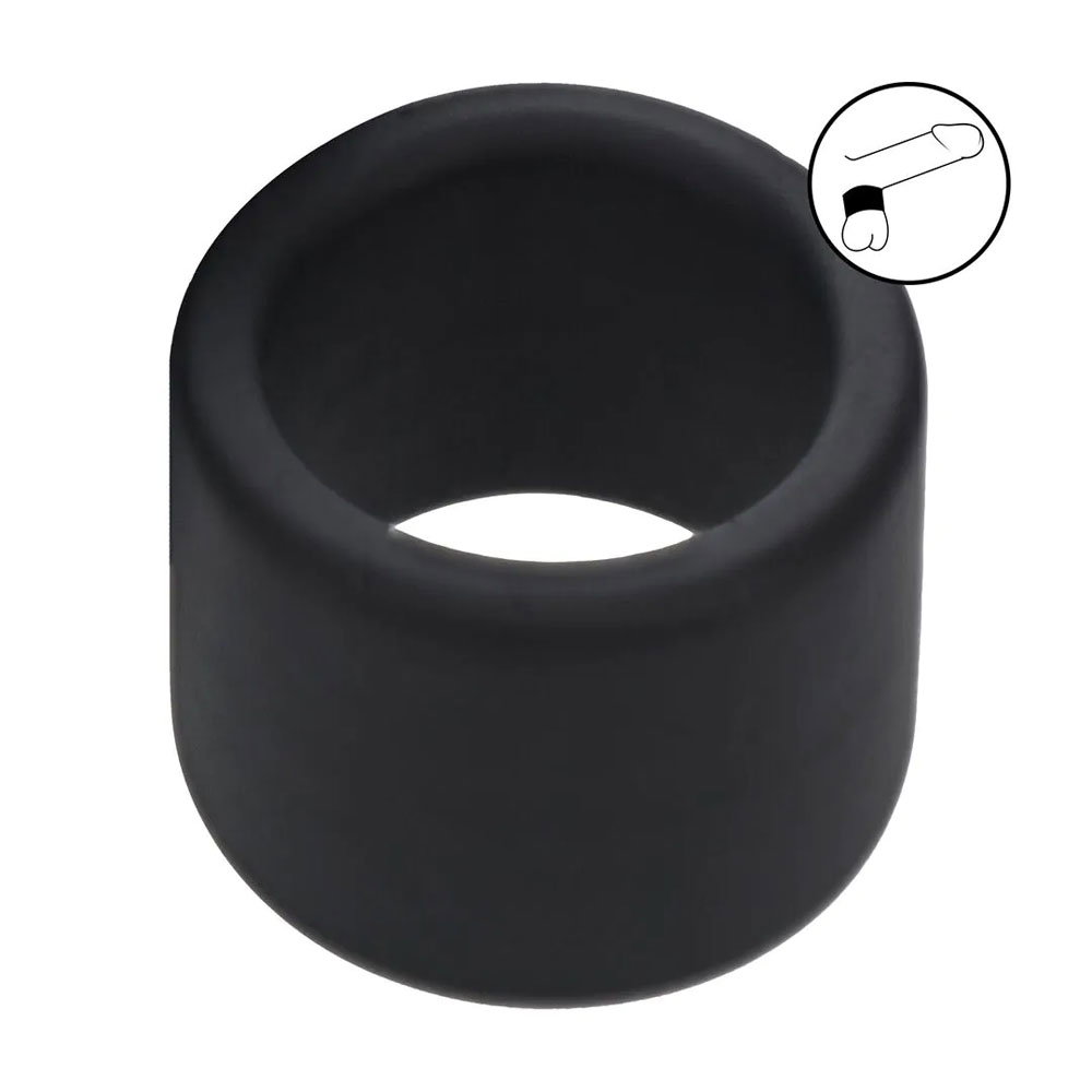 LEVELZ Liquid Silicone Ball Strap in Large, black, non-vibrating cock ring accessory