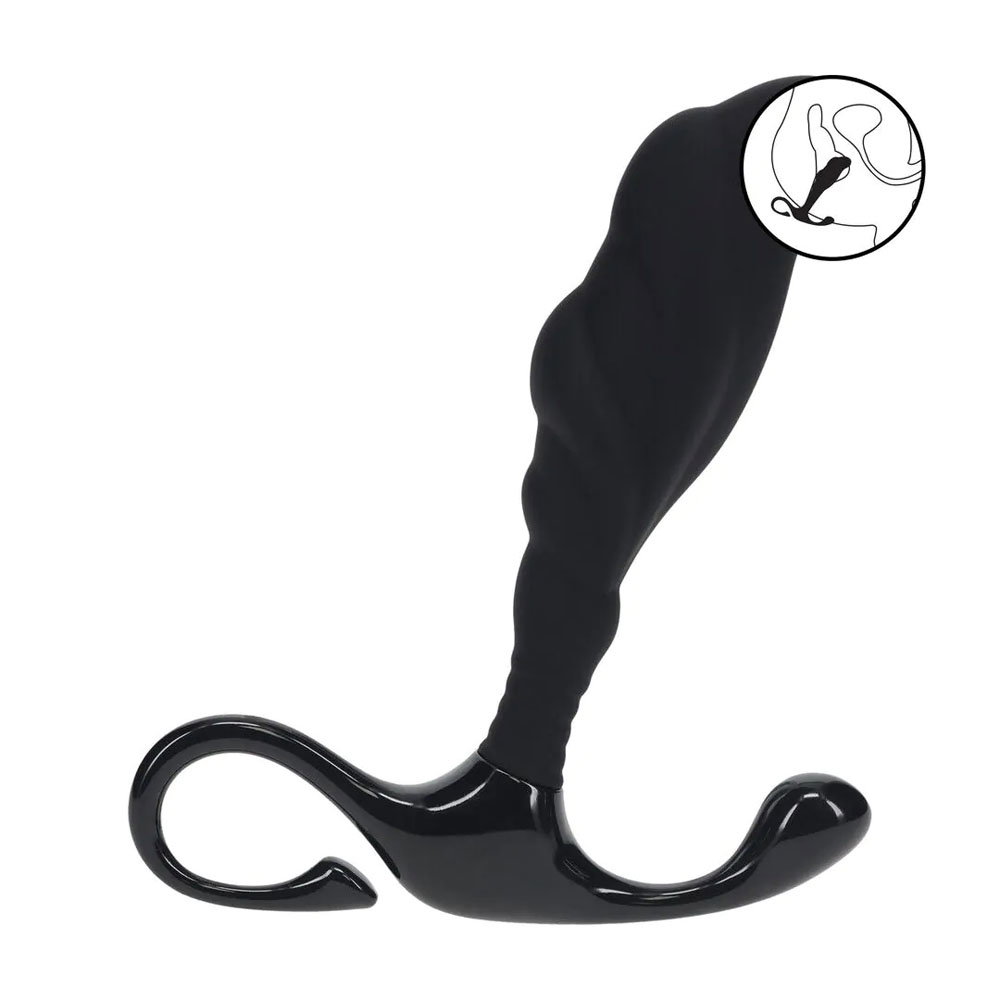 Shots Toys LEVELZ Rippled prostate massager, medium size, curved silicone design with flared base