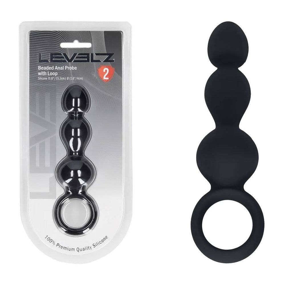 LEVELZ silicone beaded anal probe with loop handle by Shots Toys