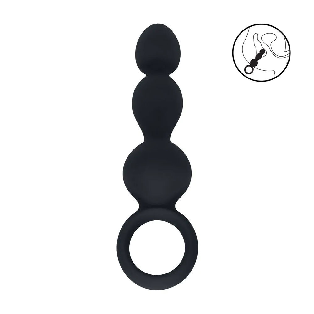 LEVELZ silicone beaded anal probe with loop handle by Shots Toys