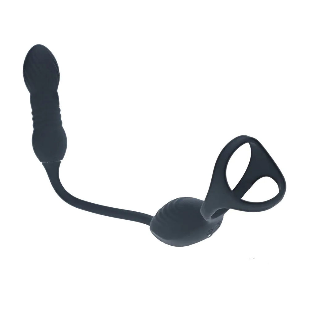 LEVELZ Vibrating & Thrusting TriO Cock Ring with Prostate Stimulator by Shots Toys