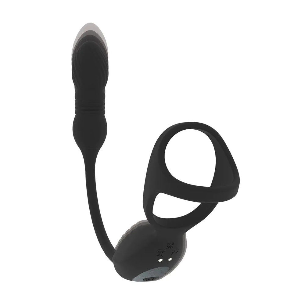 LEVELZ Vibrating & Thrusting TriO Cock Ring with Prostate Stimulator by Shots Toys