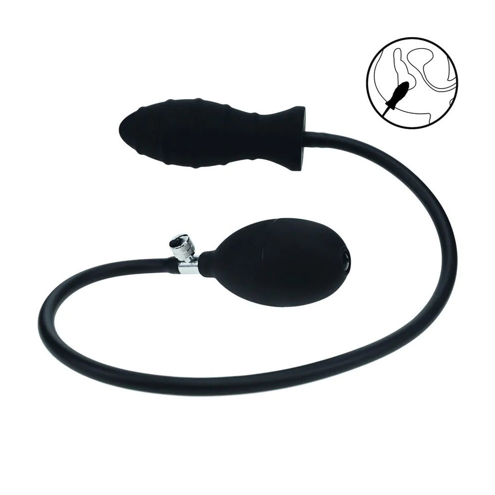 Shots Toys LEVELZ ribbed inflatable anal plug with flared base