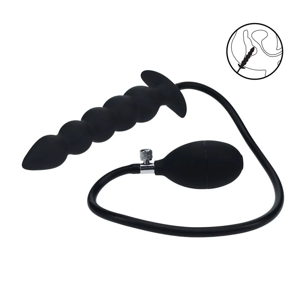 Shots Toys LEVELZ beaded inflatable anal plug in silicone with a flared base