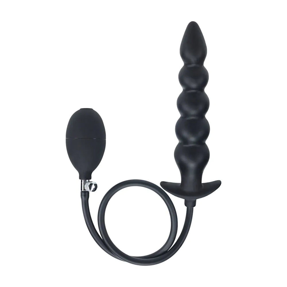 Shots Toys LEVELZ beaded inflatable anal plug in silicone with a flared base