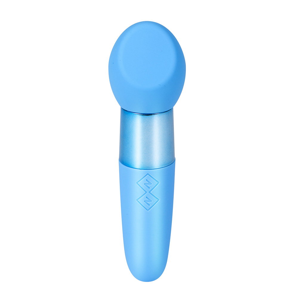 Maia Rina blue dual motor vibrator with make-up brush-inspired silicone design