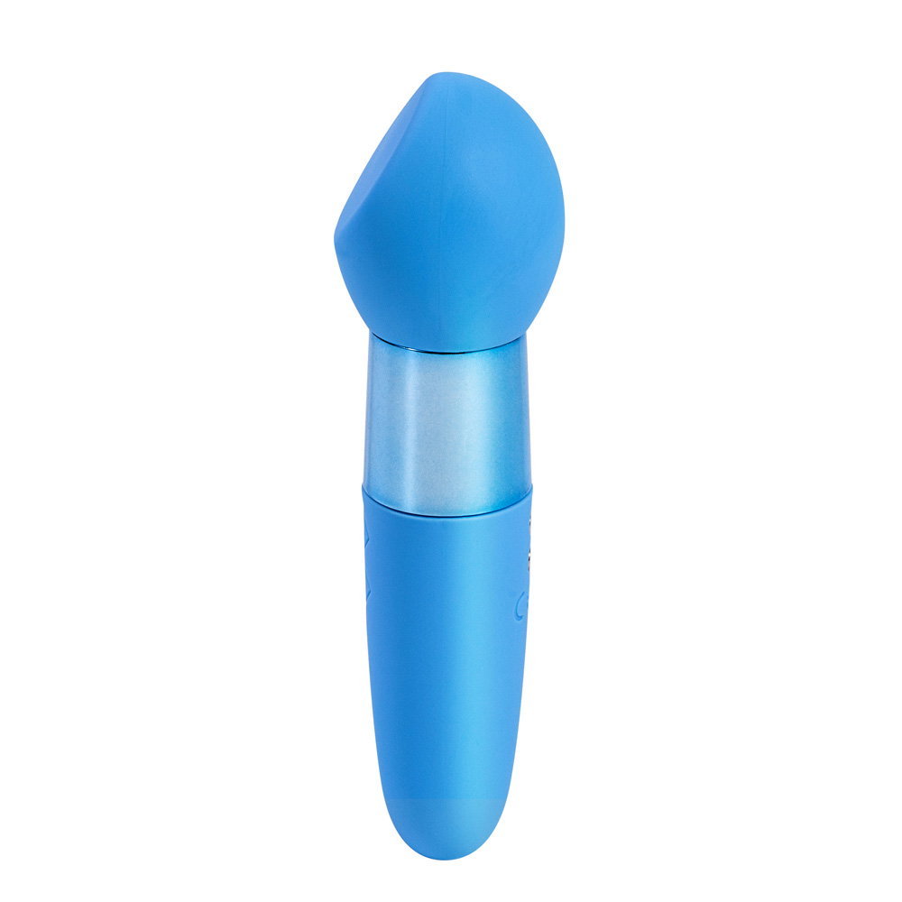 Maia Rina blue dual motor vibrator with make-up brush-inspired silicone design