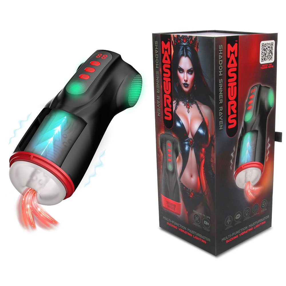 MASTURS Raven Shadow Sinner auto stroker masturbator with case and removable inner tunnel