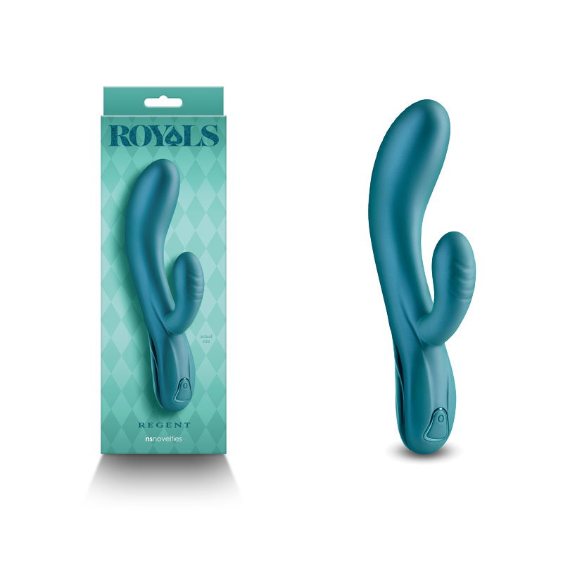 Royals Regent rechargeable vibrator in metallic green silicone finish by NS Novelties