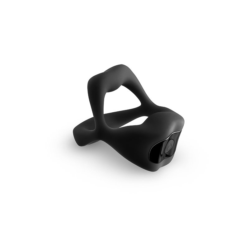 Black silicone vibrating cock ring, Techno Strobe by NS Novelties