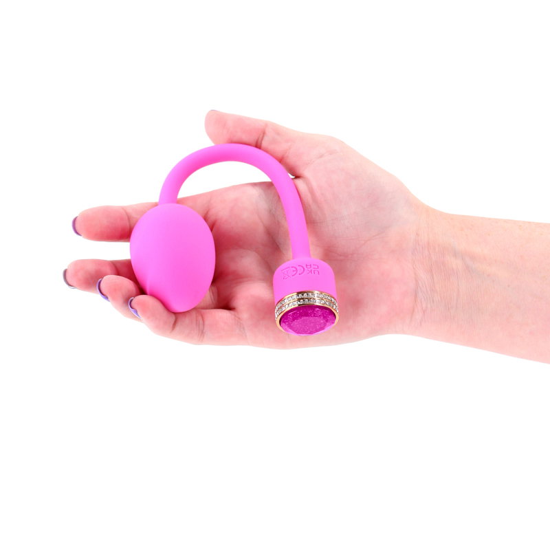 Pink Pretty in Pink Sugar vibrating egg with retrieval cord and jewel accent by NS Novelties
