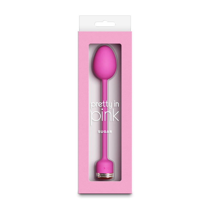 Pink Pretty in Pink Sugar vibrating egg with retrieval cord and jewel accent by NS Novelties