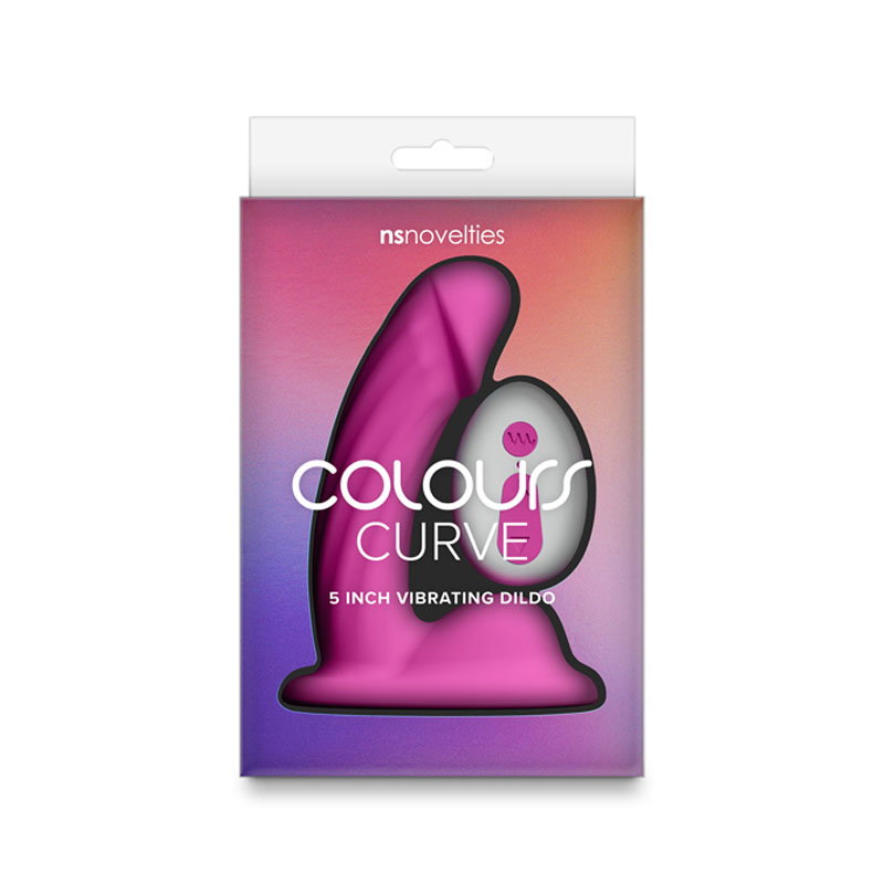 Pink Colours Curve vibrating silicone dildo, 5-inch curved textured shaft with wireless remote
