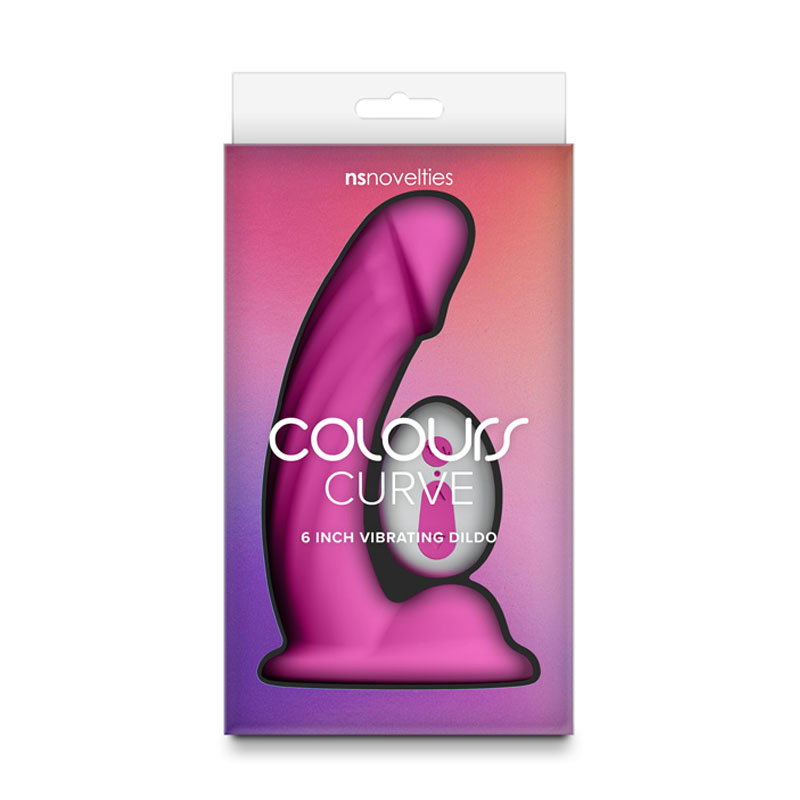 Pink curved silicone vibrating dong, 6 inch, with textured shaft and wireless remote control