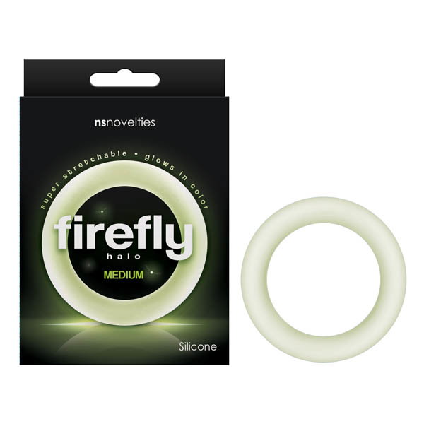 Firefly Halo medium clear silicone cock ring with glow-in-the-dark finish